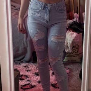 Judy Blue Skinny Blue Jeans Distressed Style